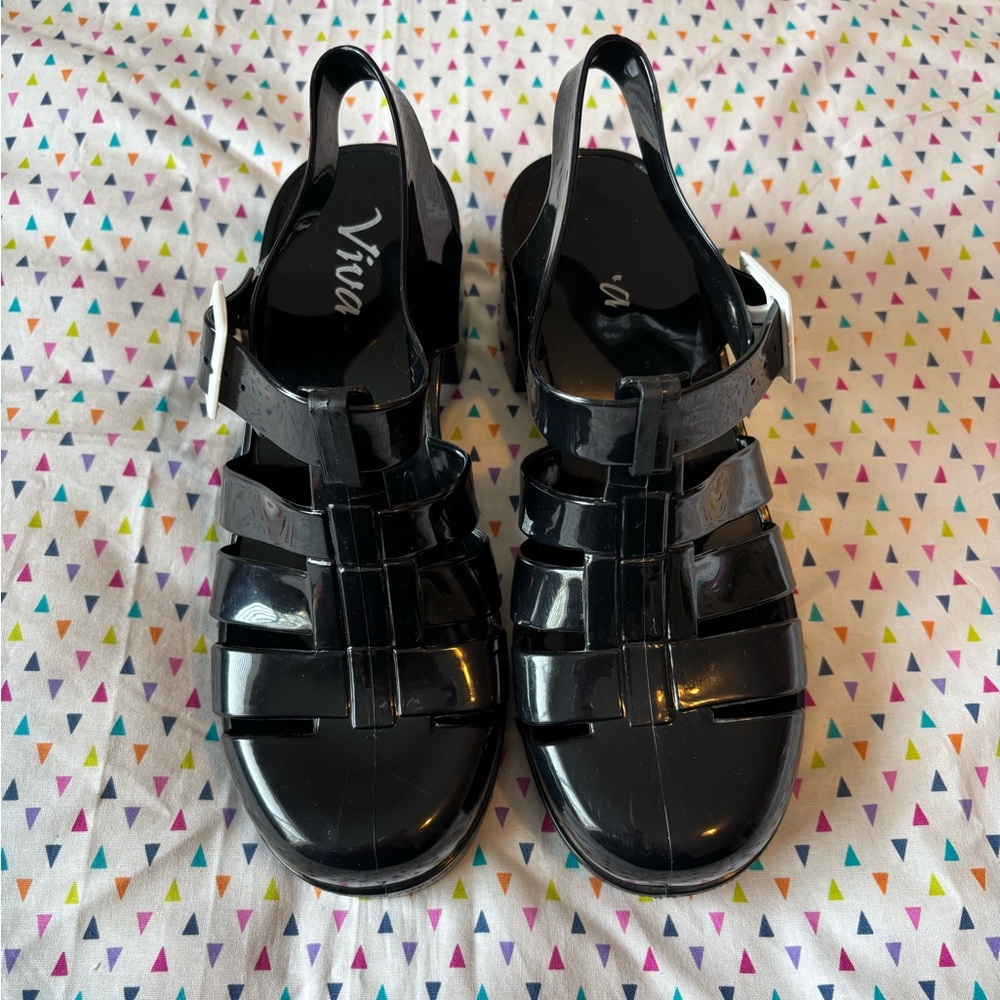 Black Gladiator Sandals with Strappy Design